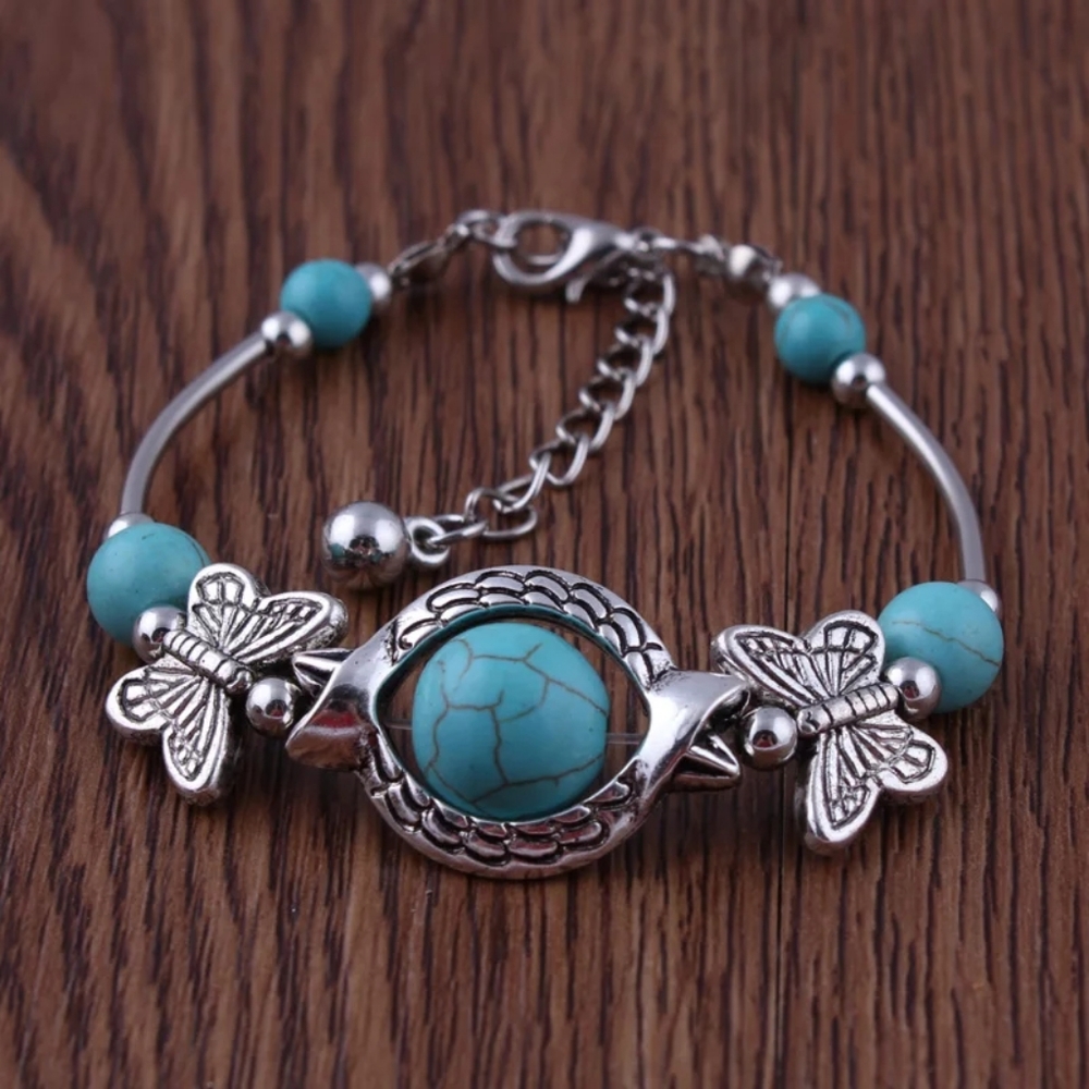 New Boho Big Natural Stone Bead Women's Retro Brac - Picture 2 of 3